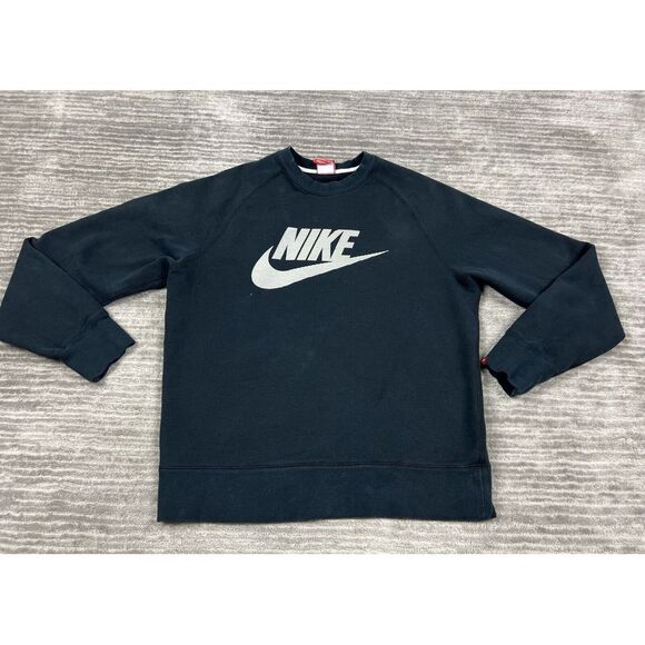Nike Sweatshirt Mens Medium Black Graphic Cotton Blend‎ Long Sleeve 685705-010 - Picture 1 of 15